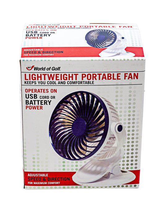 JEF World of Golf Portable Mini Battery Golf Cart Table Fan with Clip