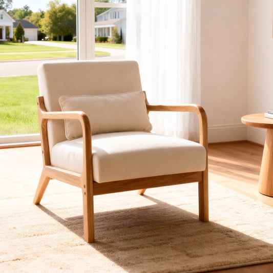 Jopath Accent Chair,Mid Century Modern Armchair with Solid Wood Frame and Detachable Lumbar Pillow for Living Room,Bedroom,Office(Green)
