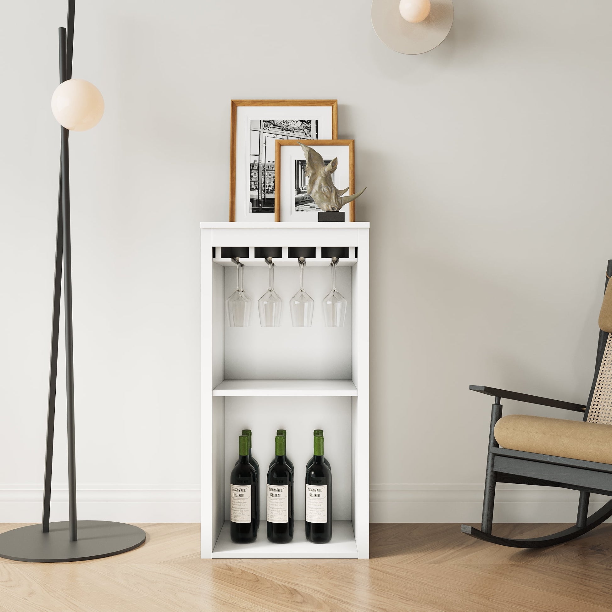 Jopath Bar Cabinet,Brown Color Modular Wine Bar Cabinet With Storage Shelves With Hutch Storage Shelves For Dining Room Home Bar