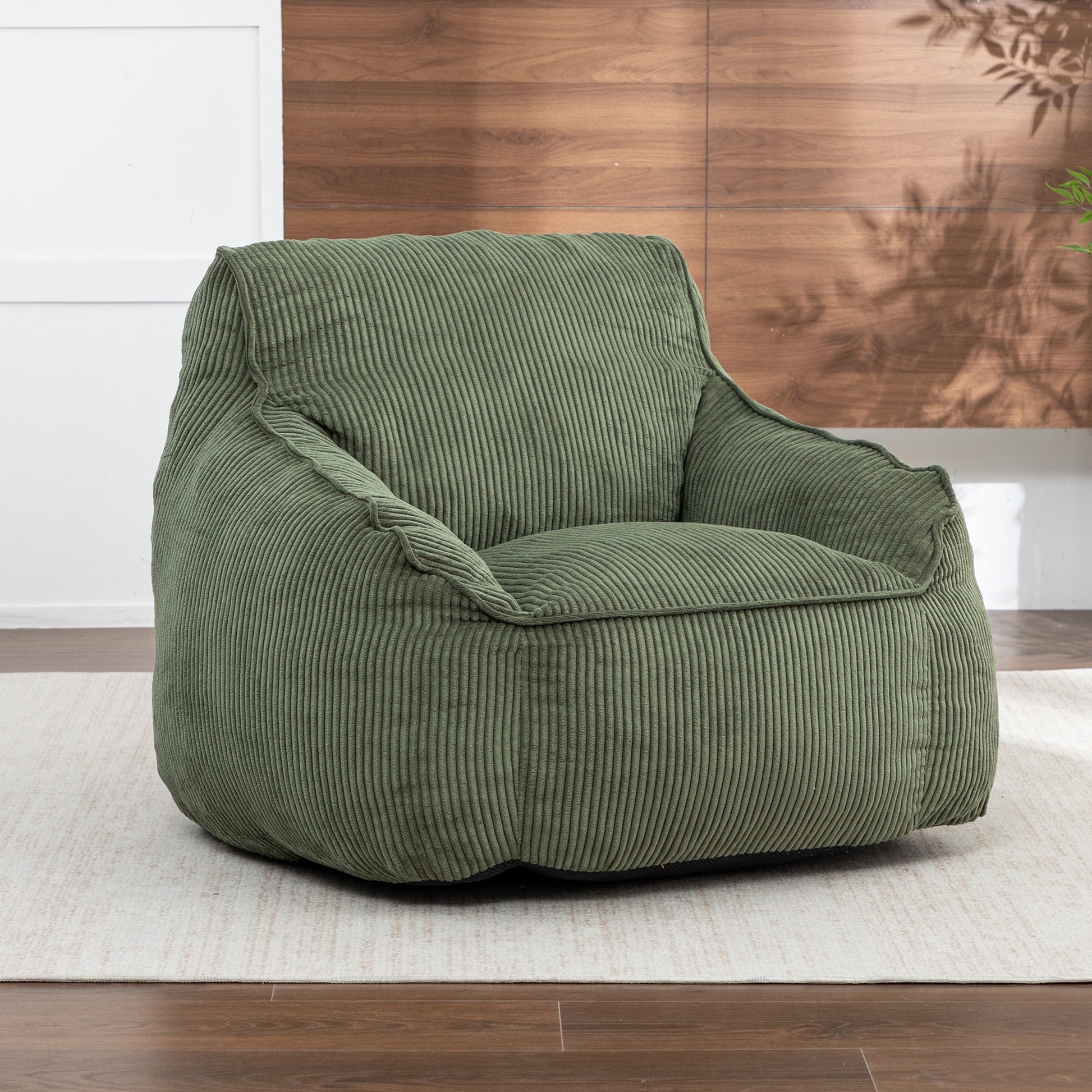 Jopath Giant Bean Bag Chair,Comfy Corduroy Large Bean Bag Chair Sofa with Armrests for Adults Teens,Lazy Sofa Couch Chairs with Filler Included for Bedroom Living Room,Green