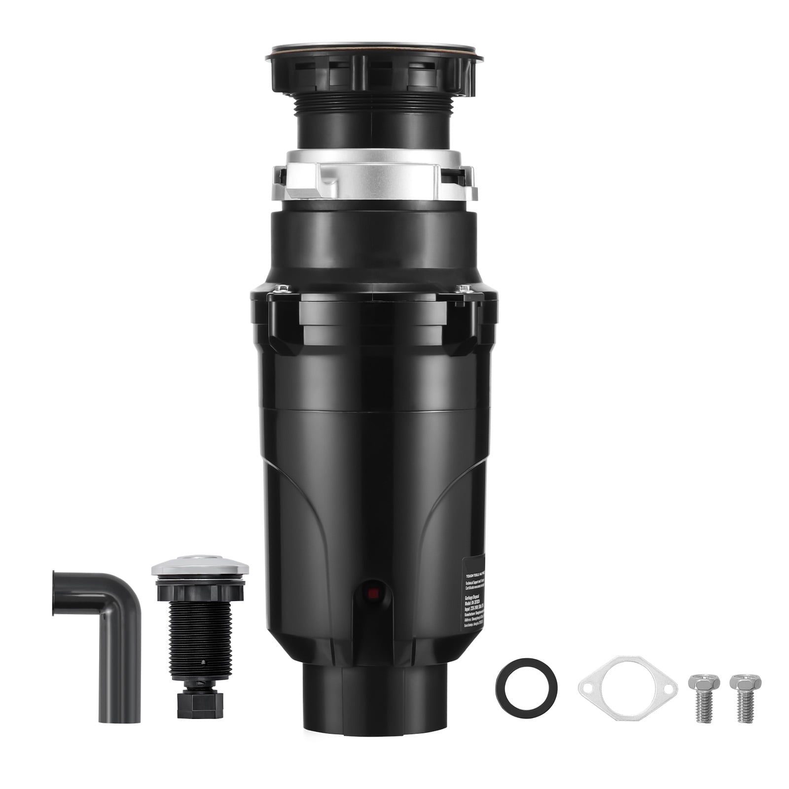 KFFKFF 1/2HP 3450RPM Continuous Feed Food Waste Disposer with Power Cord & Splash Guard for Kitchen Sinks, Efficient Grinding System