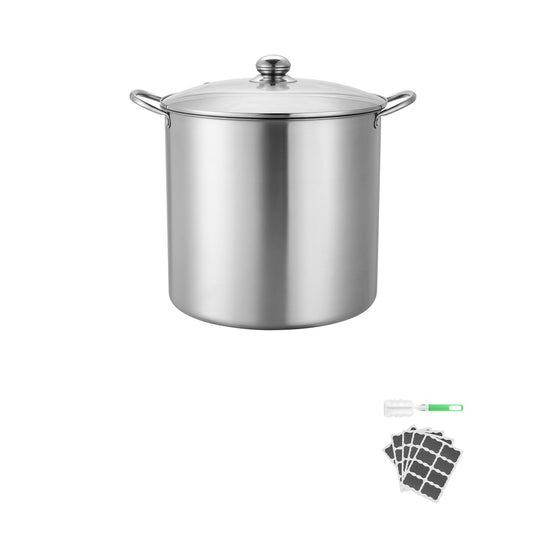 KFFKFF 21 QT Stainless Steel Canning Pot with Rack and Glass Lid, Dual Handle Waterbath Canner, Suitable for Induction, Gas, Electric, Glass, Ceramic, and Halogen Cooktops