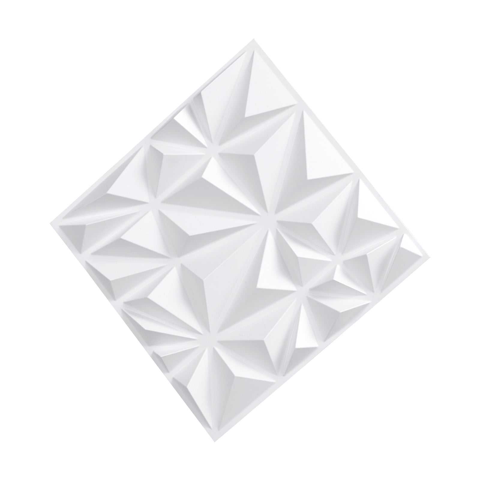 KFFKFF 3D Wall Decorations, Set of 33, 11.81 x 11.81 in PVC Contemporary Minimalist Diamond Design Tiles, Covers 32 Sq.Ft, Decorative Wall Panel, Indoor Home Enhancement, Matte White