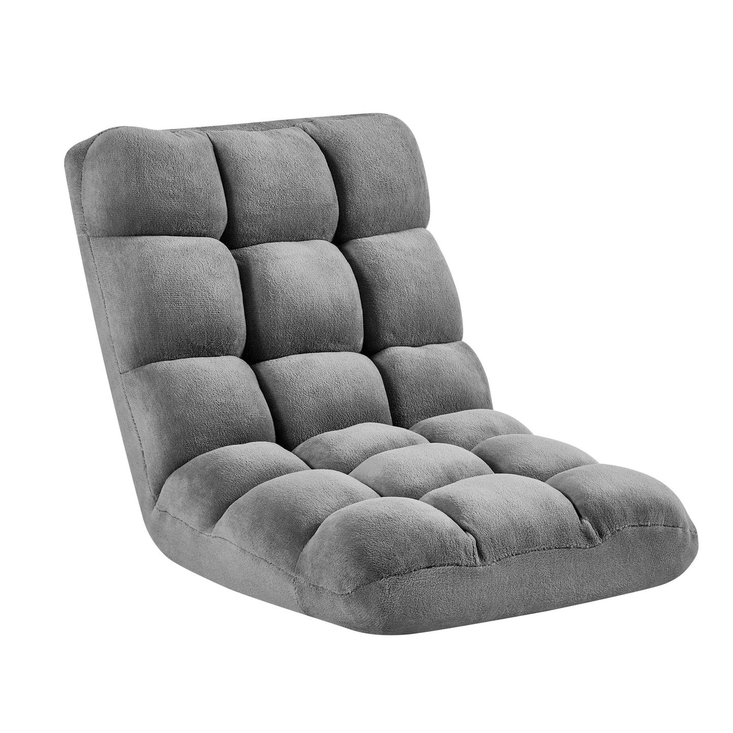 KFFKFF Adjustable Folding Floor Chair, 14 Reclining Positions, Durable Metal Frame, Versatile for Reading and Relaxing, Gray