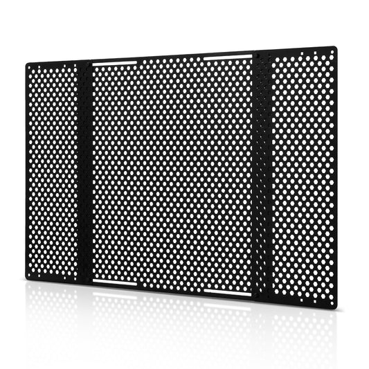 KFFKFF Adjustable RV Screen Door Protector, Fits 22 to 31.5 Inches, Durable Iron Door Grille with Honeycomb Design, Easy Installation, Breathable Entry Guard for Pet Safety, Black