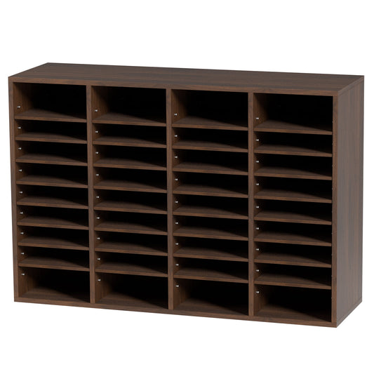 KFFKFF Document Storage Units, 36 Slots Office Post Box with Customizable Racks, Wooden Document Organizer Measuring 39.3x12x26.8 inches, Ideal for Office,Mailroom Arrangement,EPA Certified in Brown