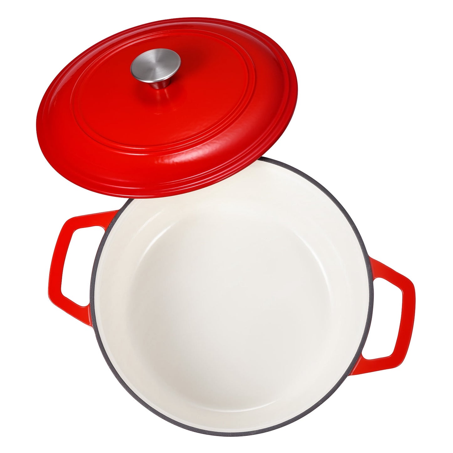 KFFKFF Enameled Cast Iron Dutch Oven, 6 Quart Pot with Lid and Side Handles, Durable Heavy-Duty Cookware, Compatible with Oven and Induction up to 500â„‰, Ideal for Braising, Stews, Roasting