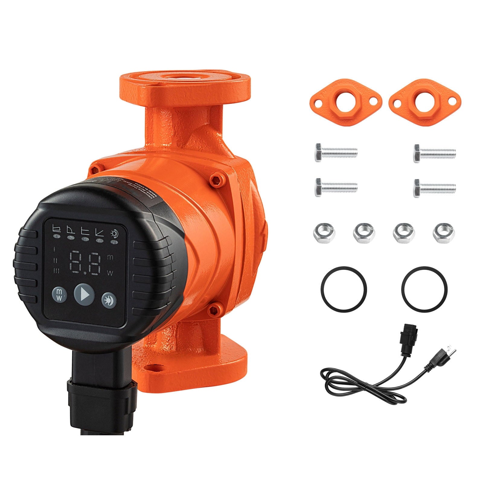 KFFKFF High-Efficiency Circulator Pump, 16 GPM,120V,20 ft Cast Iron Hot Water Recirculation Pump with 1-Inch Flange Connection, Built-In Check Valve, Quiet Performance for Residential Heating Systems