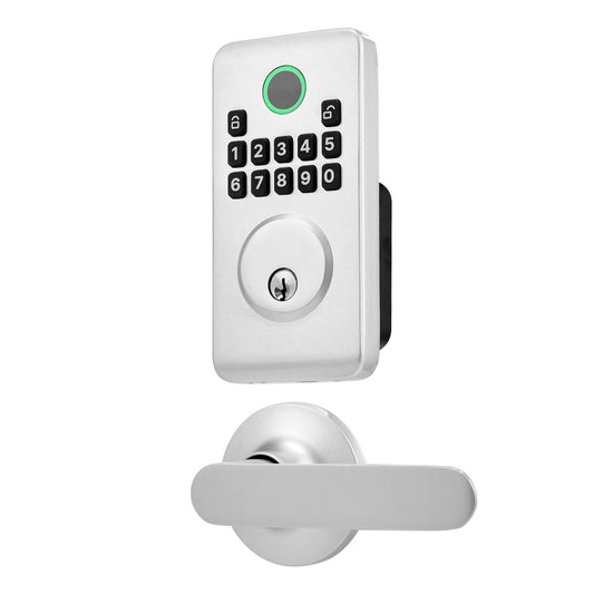 KFFKFF Keyless Entry Door Lock with Handle Set, Electronic Keypad Deadbolt with Lever Handles, Ergonomic Grip Design, Adjustable User Codes, Keyed Access, Auto Lock Function, Privacy Protection