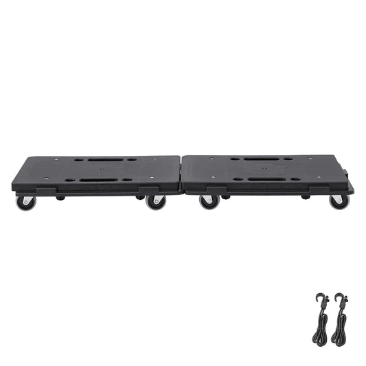 KFFKFF Movable Furniture Roller, Each Unit Supports 500 lbs, Equipped with Wheels, Compact 4-Wheeled Heavy-Duty Transporter, Interlocking Flat Cart for Bulky Furniture, Set of 2, Black