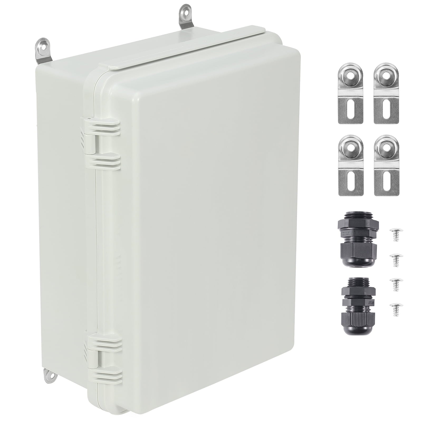 KFFKFF Outdoor Electrical Junction Box, 11.81 x 7.87 x 7.08 in, ABS Plastic Enclosure with Hinged Cover and Stainless Steel Latch, IP67 Waterproof and Dustproof for Exterior Electrical Applications