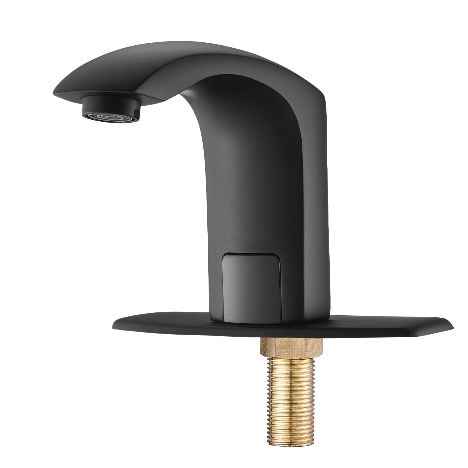 KFFKFF Touchless Bathroom Sink Faucet with Motion Sensor, Automatic Restroom Faucet with Cover Plate, Battery Powered, Adjustable Temperature for 9/16 in Pipe, Commercial Lavatory, Matte Black