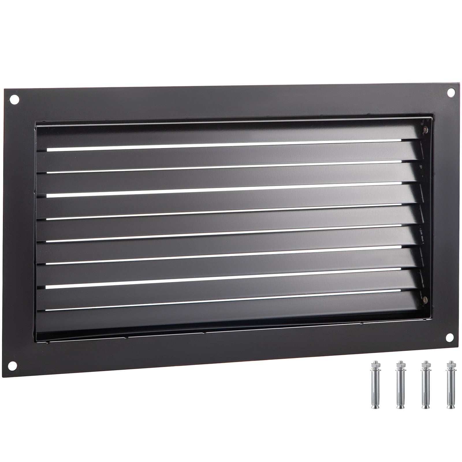 KFFKFF Wall-Mounted Flood Vent, 8"H x 16"W, Black - Minimizes Foundation Harm & Lowers Flooding Hazard, Ideal for Garages & Enclosures