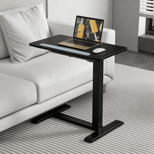 KOWO Modern Black Wood and Metal Adjustable Shelves End Table, 1 Piece