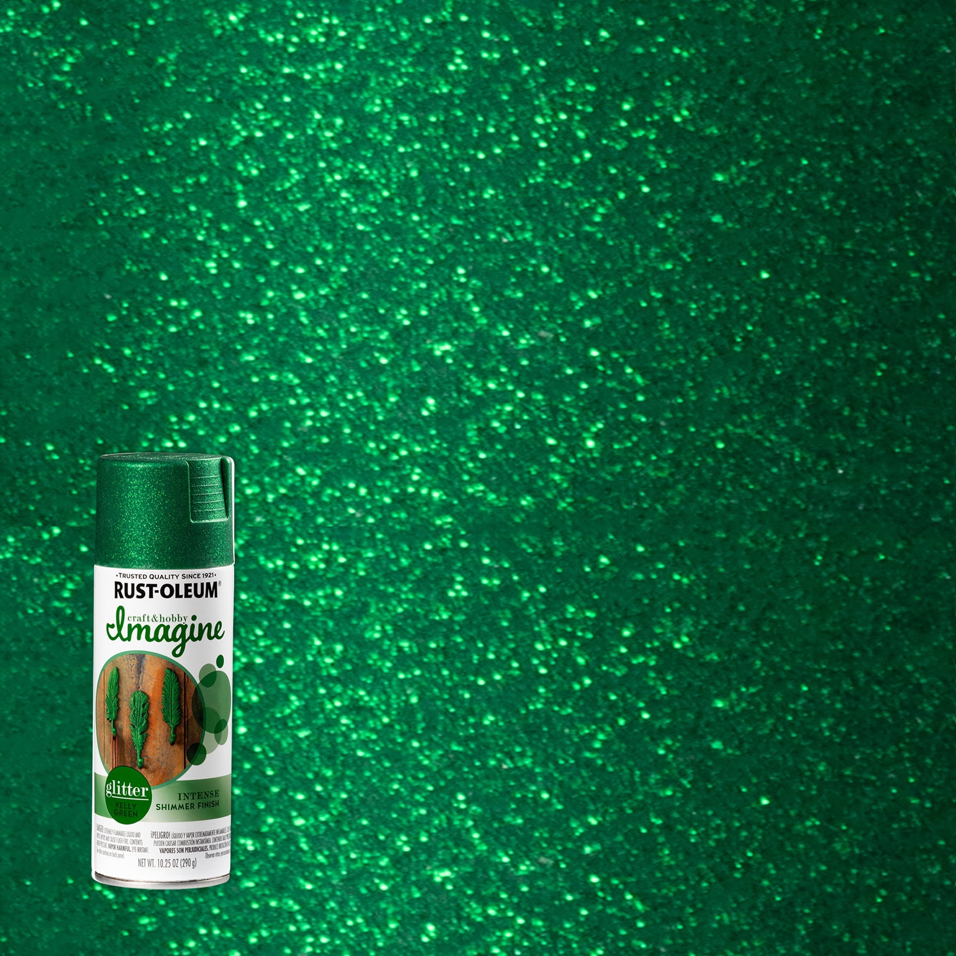 4 Pack, Kelly Green, Rust-Oleum Craft & Hobby Imagine Glitter Spray Paint- 354070, 10.25 oz.