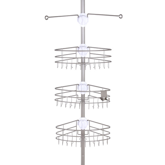 KenneyÂ® EasySlideâ„¢ 4-Way Adjustable Corner Pole Caddy, Brushed Nickel