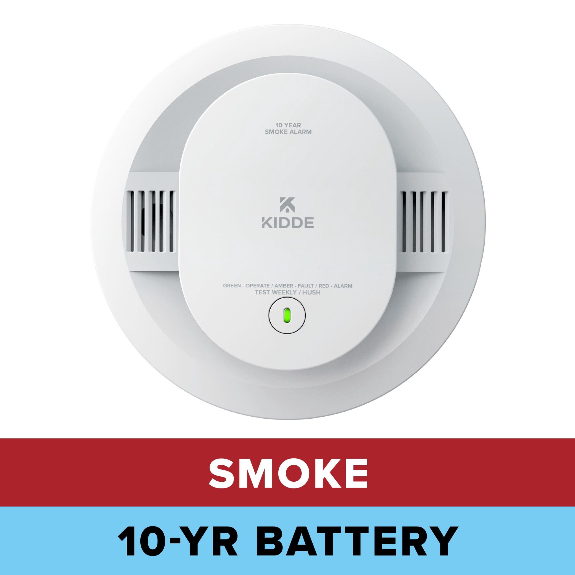 Kidde 10-Year Battery Smoke Detector, Voice Alerts & LED Warning Lights