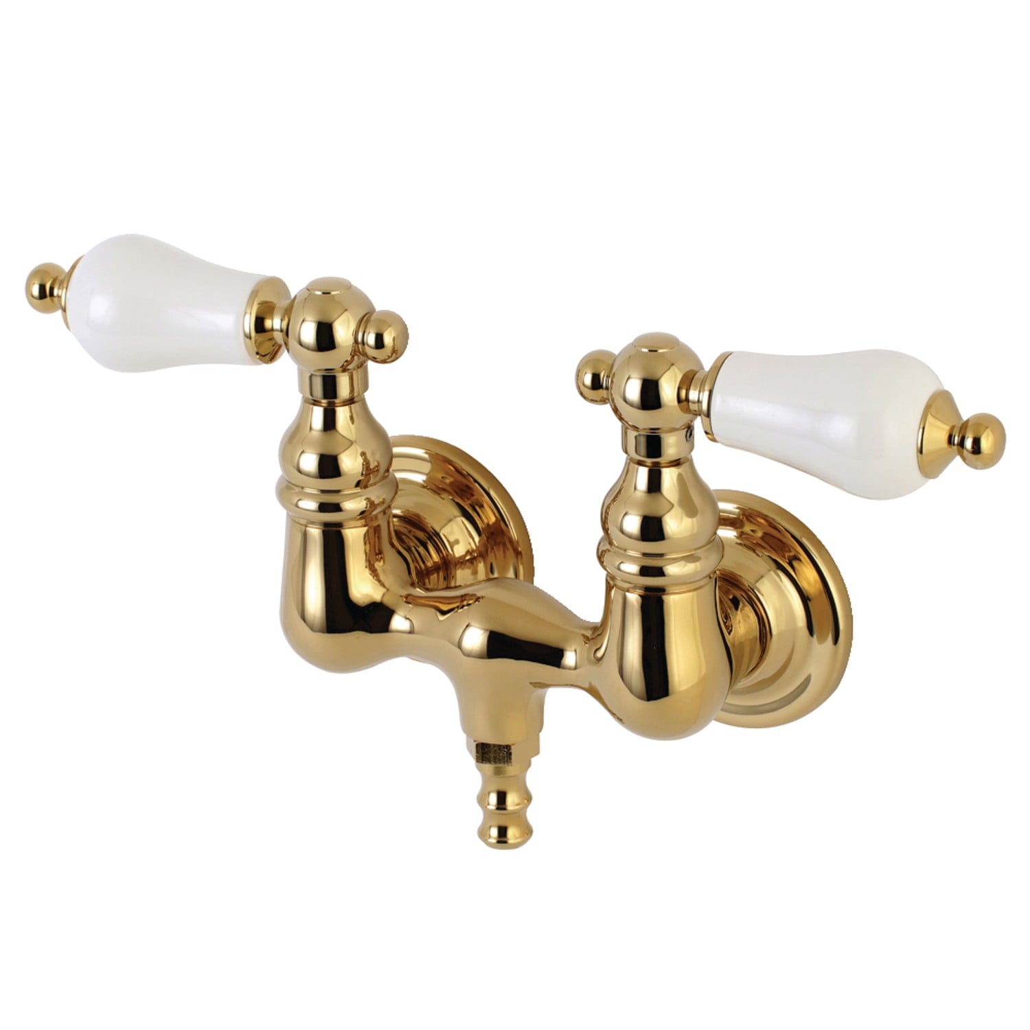 Kingston Brass AE35T2 Aqua Vintage 3-3/8 Inch Wall Mount Tub Faucet, Polished Brass