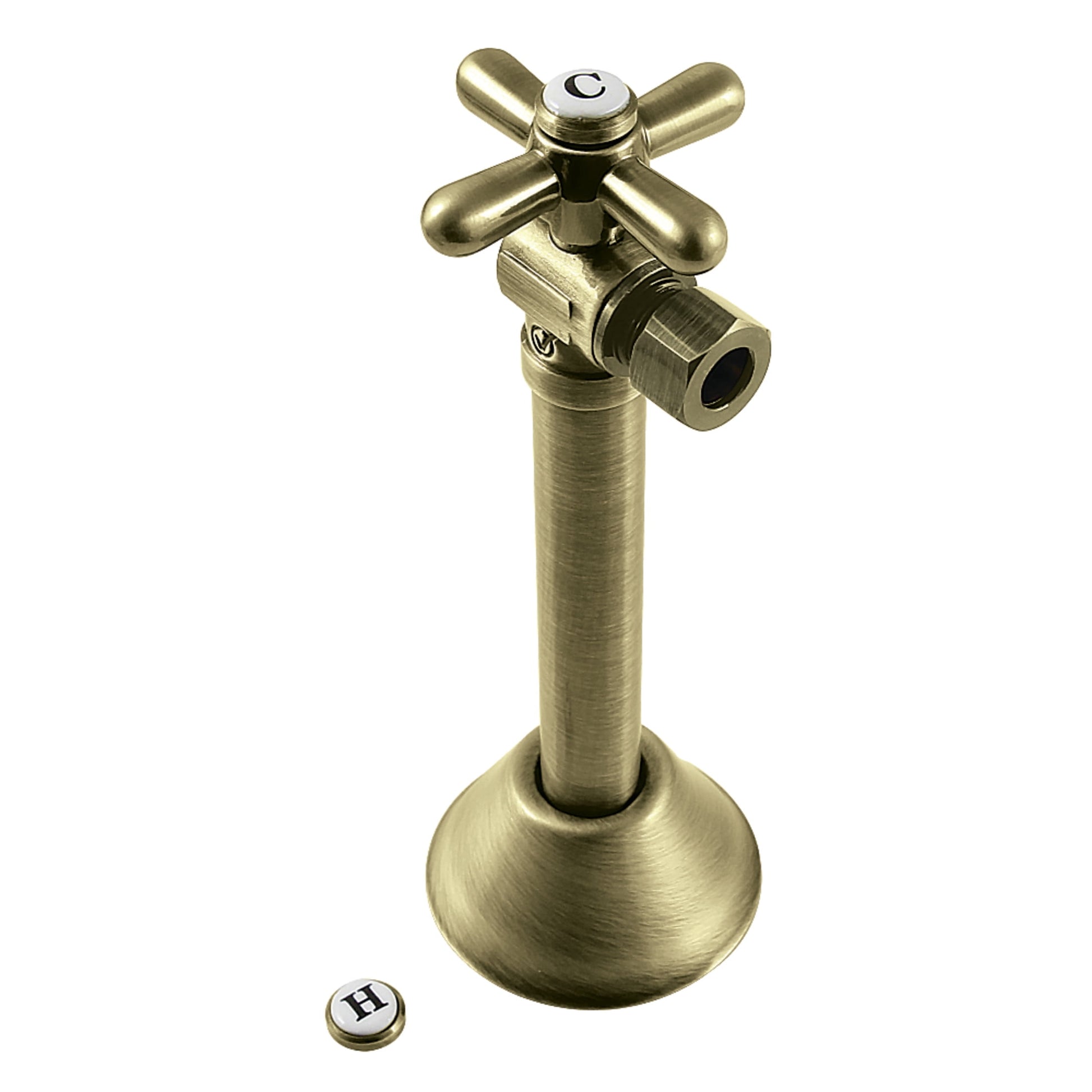 Kingston Brass CC83200X 1/2-Inch Sweat x 3/8-Inch O.D. Comp Angle Shut-Off Valve with 5-Inch Extension in Matte Black