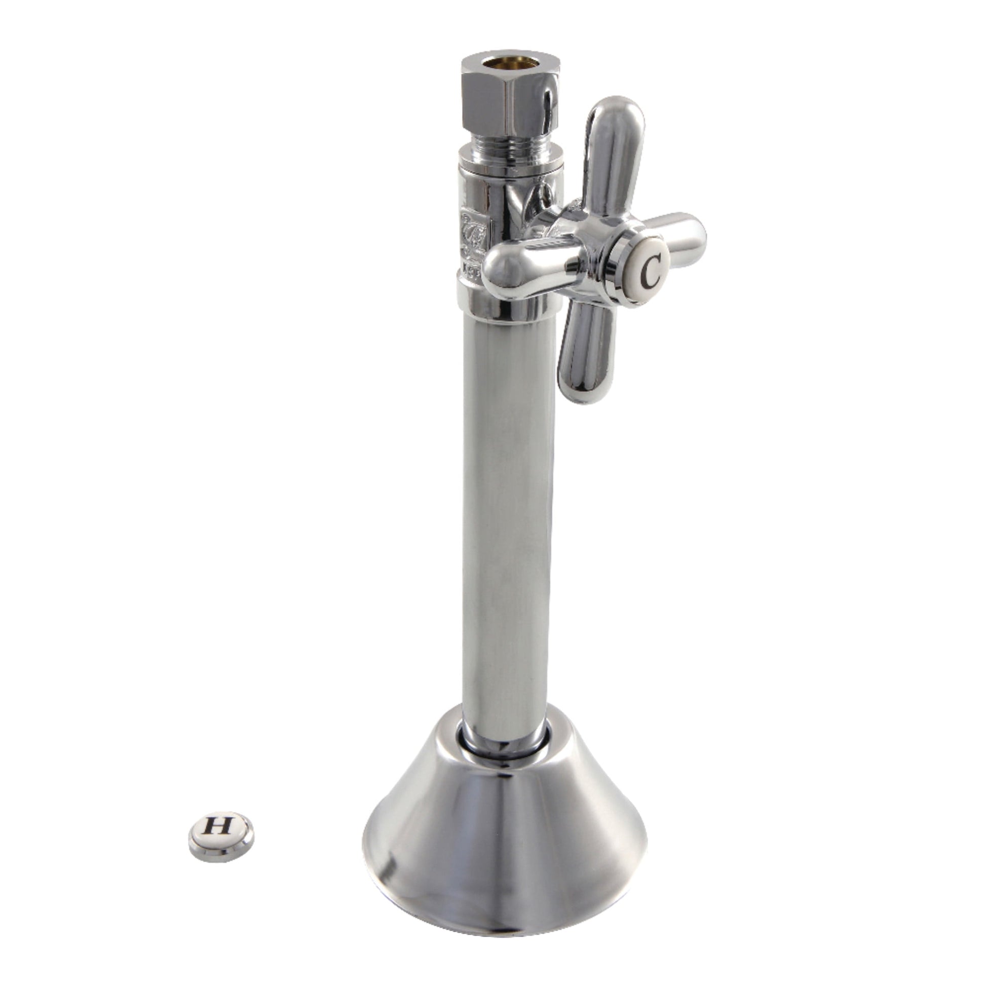 Kingston Brass CC83251X 1/2-Inch Sweat x 3/8-Inch O.D. Comp Straight Shut-Off Valve with 5-Inch Extension in Polished Chrome