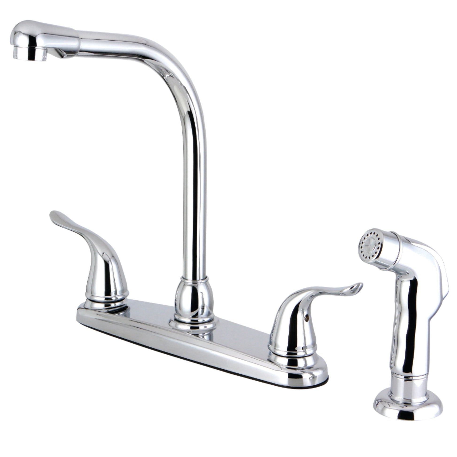 Kingston FB2751YLSP Yosemite Two-Handle 4-Hole 8" Centerset Kitchen Faucet with Side Sprayer in Polished Chrome