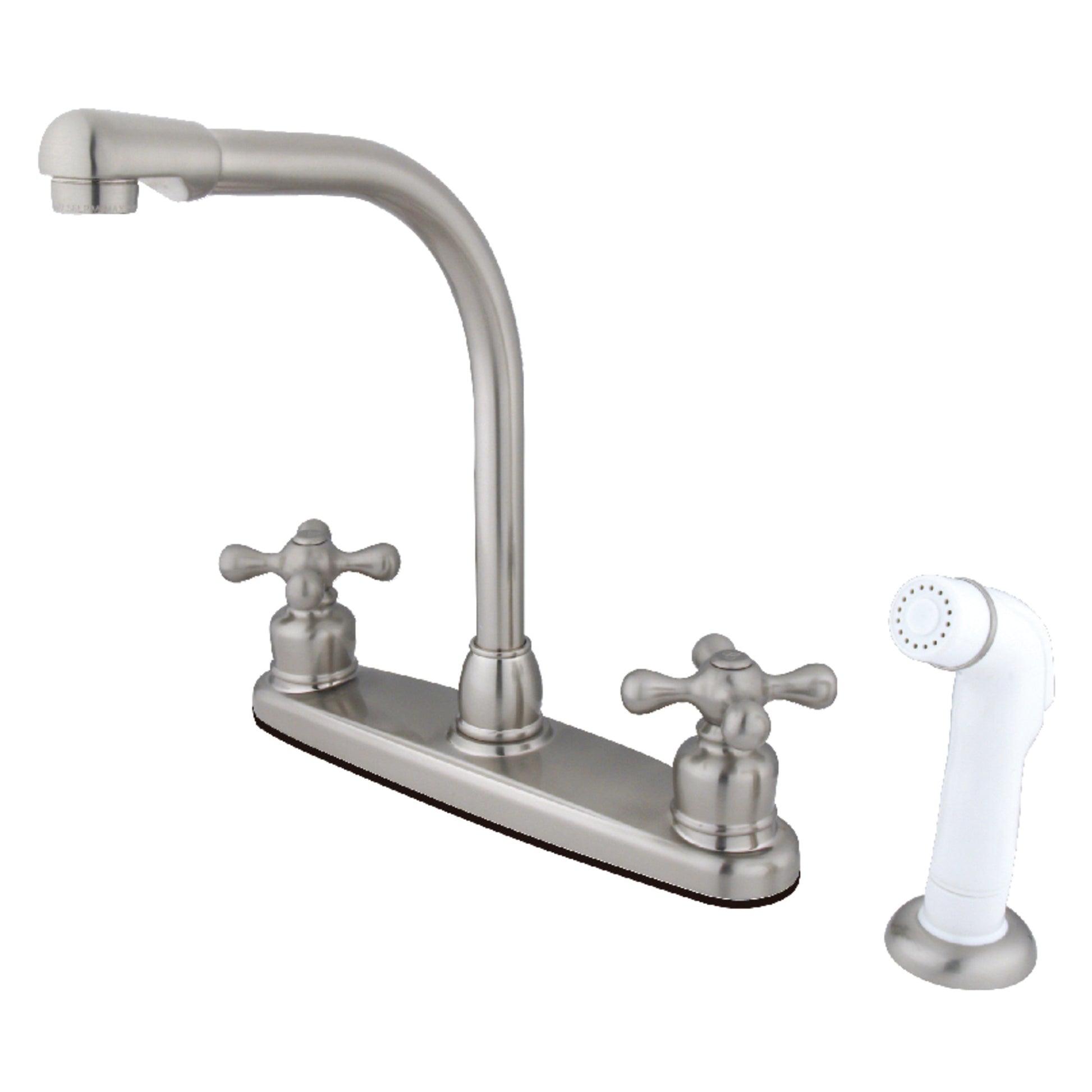 Kingston KB718AX Victorian Two-Handle 4-Hole 8" Centerset Kitchen Faucet with Side Sprayer in Brushed Nickel