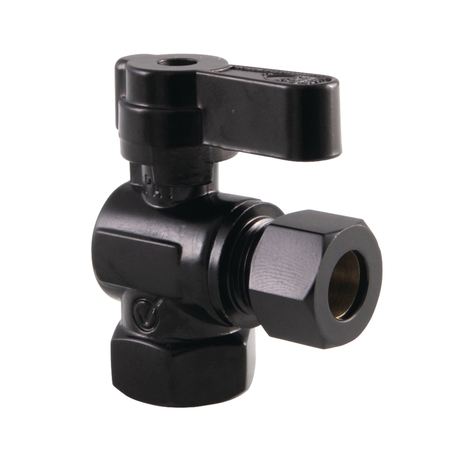 Kingston Brass KF3310MB 3/8-Inch FIP x 3/8-Inch O.D. Comp Quarter-Turn Angle Shut-Off Valve in Matte Black