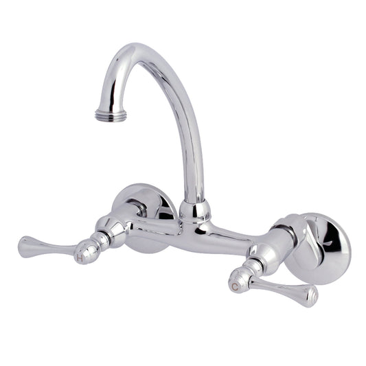 Kingston Brass KS374C Kingston Two Handle Wall Mount Laundry Faucet, Polished Chrome