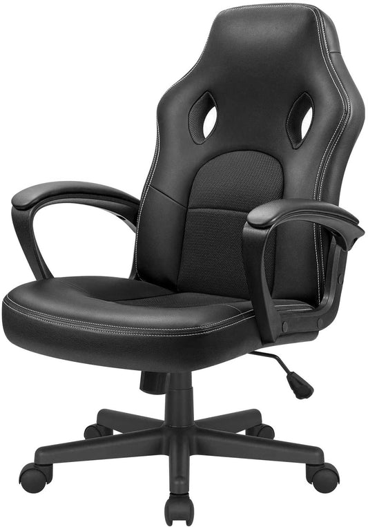 Lacoo Silla de Oficina para Juegos de Ordenador de Piel SintÃ©tica con Soporte Lumbar, Negro