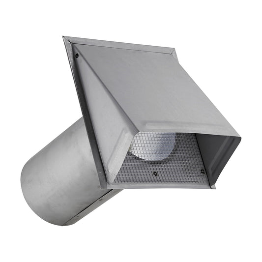 Lambro 8-In., 26-Gauge Paint-Grade Galvanized Fresh Air Intake Vent with Wire Mesh Screen and 11-In. Pipe, EC-3480GNDMS-11-PG