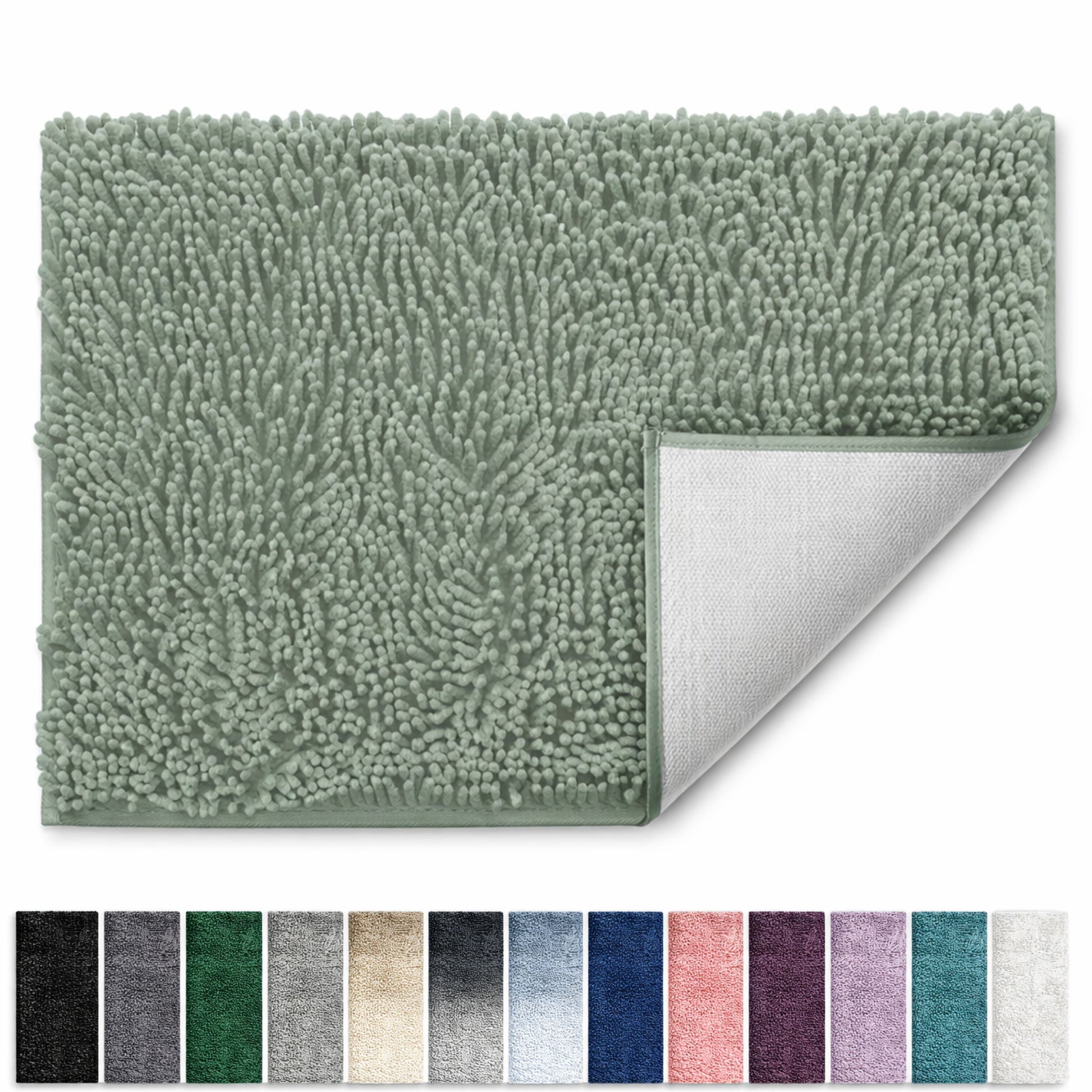 Lammaloe Chenille Bathroom Rugs Non Slip Bath Mat, 26"Ã— 44" Ultra Absorbent, Bath Mats for Bathroom, Soft Sage