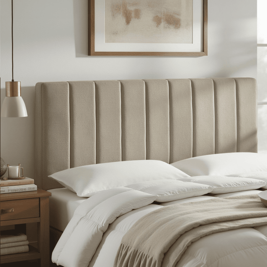Lammlaoe Full Size Headboard, Upholstered Wall Mounted, Peel and Stick Installation, Sound Reducing 3D Panel Design, Easy Assembly, Beige