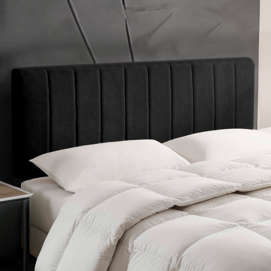 Lammlaoe Full Size Headboard, Upholstered Wall Mounted, Peel and Stick Installation, Sound Reducing 3D Panel Design, Easy Assembly, Black