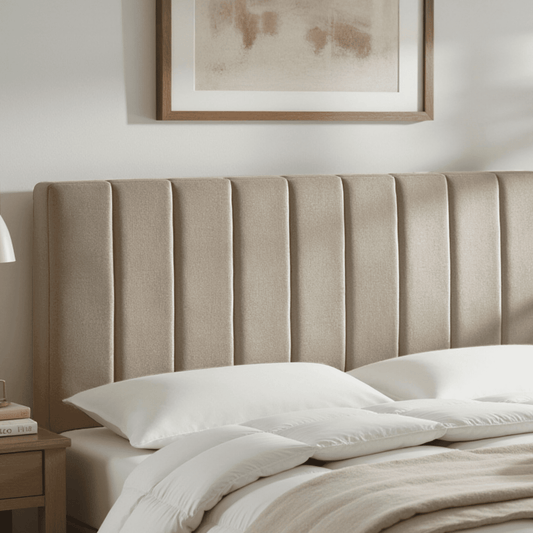 Lammlaoe Queen Headboard, Upholstered Wall Mounted, Peel and Stick Installation, Sound Reducing 3D Panel Design, Easy Assembly, Linen