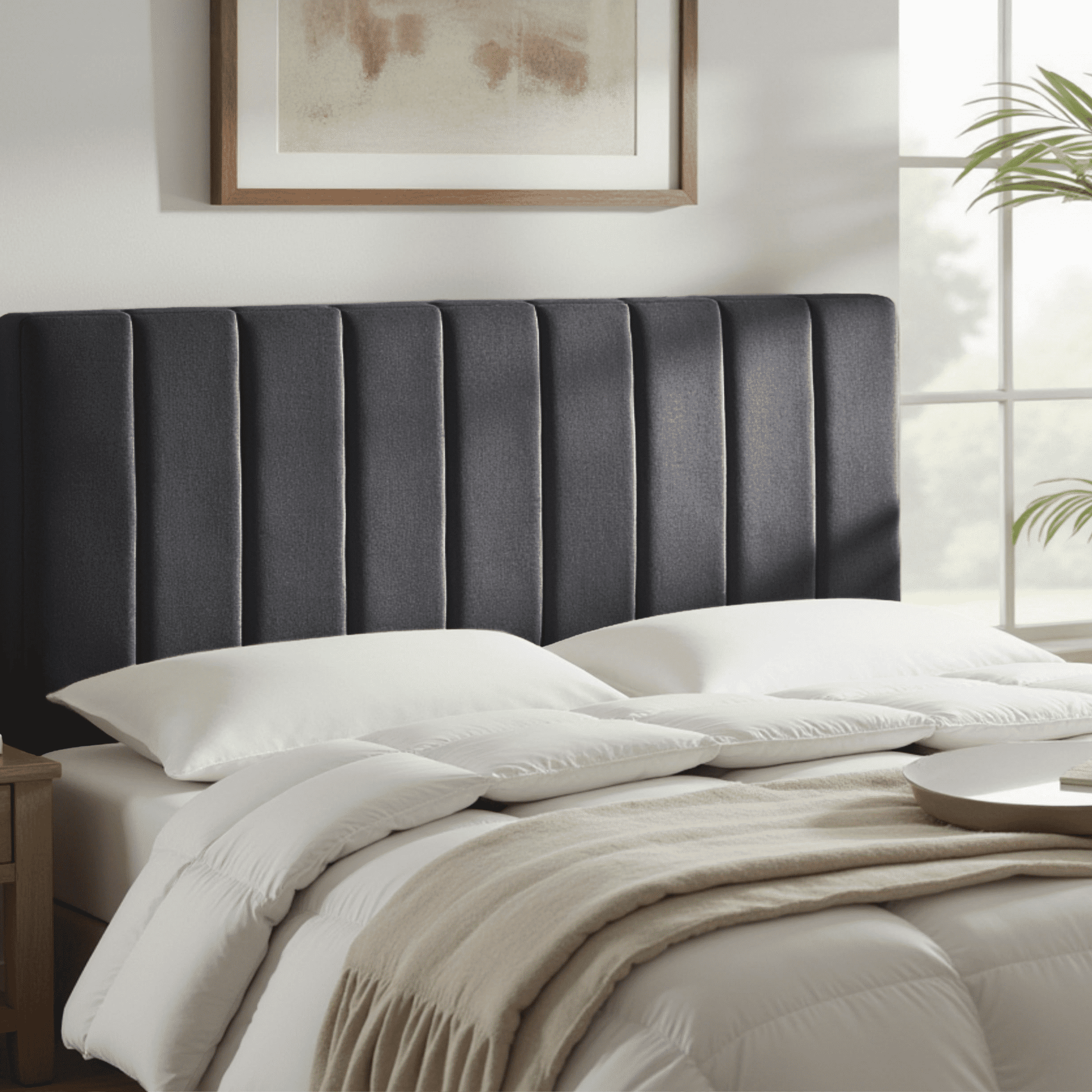 Lammlaoe Twin Headboard, Upholstered Wall Mounted, Peel and Stick Installation, Sound Reducing 3D Panel Design, Easy Assembly, Gray