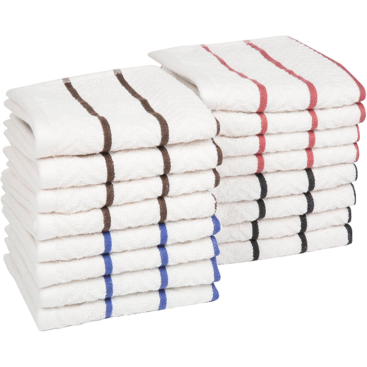 Lavish Home 16-Pack Chevron-Weave 100% Combed Cotton Kitchen Dishtowels (Stripe Multicolor)