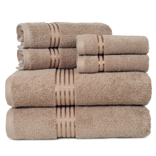 Lavish Home 6-Piece 100% Cotton Complete Bath Towel Set, Taupe