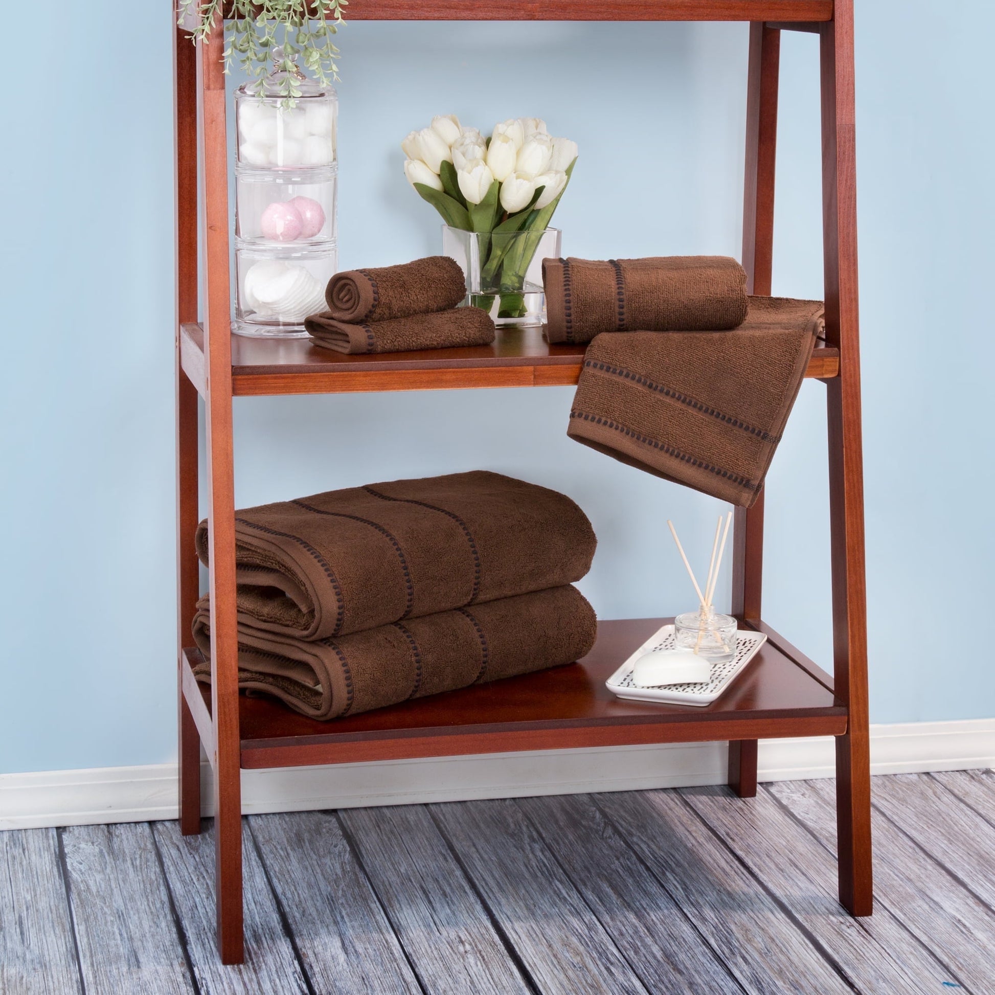 Somerset Home 6-Piece Quick Dry Bath Towels Set - 100% Cotton Towel Set for Bath, Gym, and Spa (Chocolate)