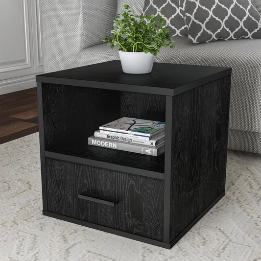 Lavish Home End Table for Bedroom, Living Room, or Office (Black)