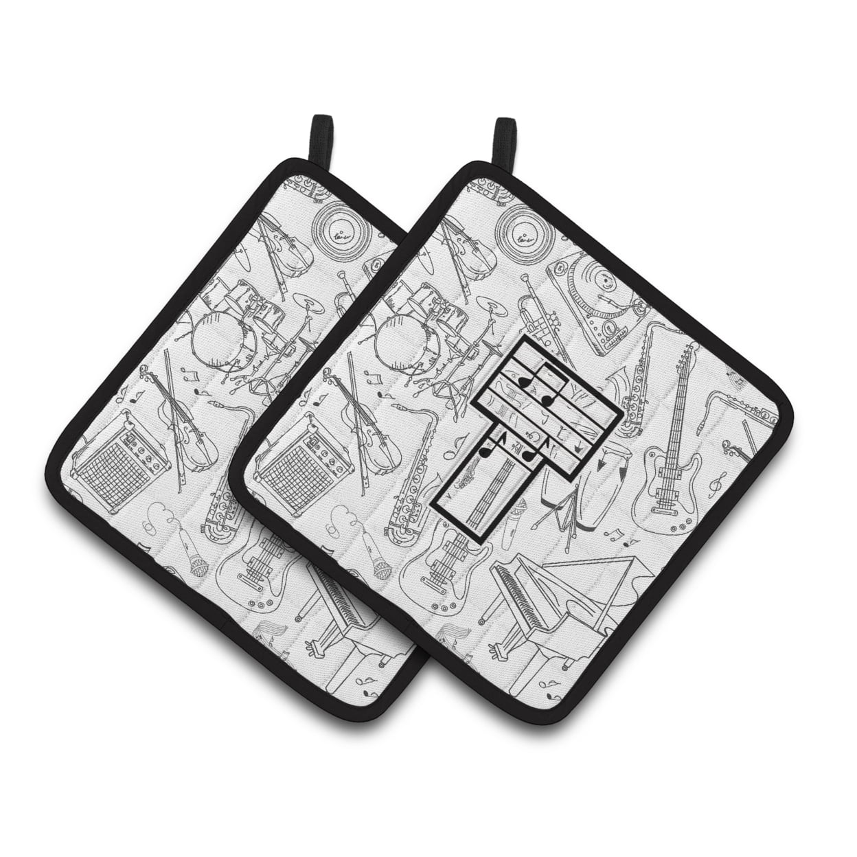 Letter T Musical Note Letters Pair of Pot Holders