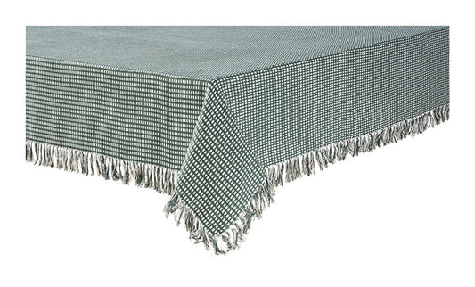 Lintex Linens Homespun Check 100% Cotton Woven Fringed Tablecloth 60"X120", Hunter