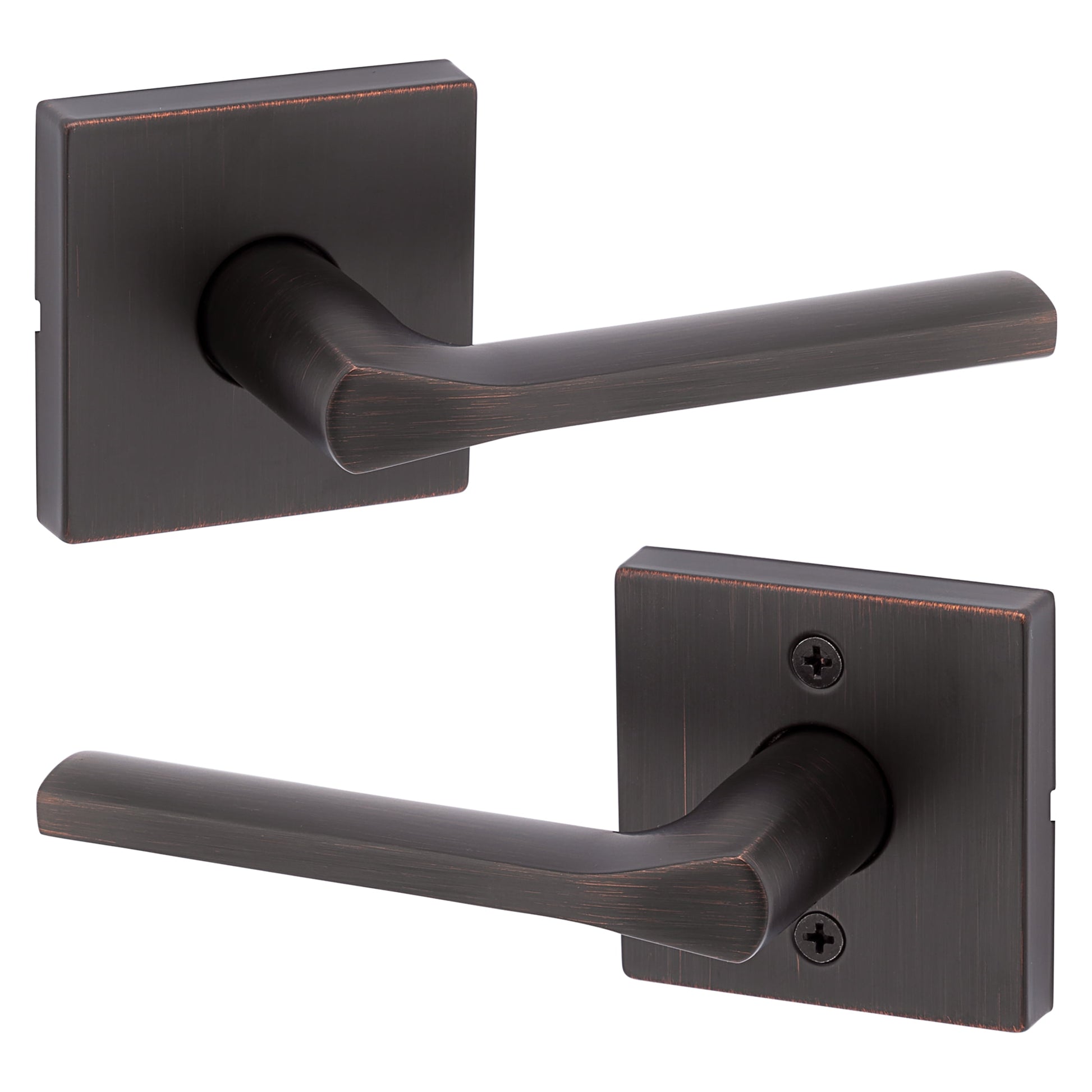 Kwikset Lisbon Square Passage Lever Doorknob Venetian Bronze