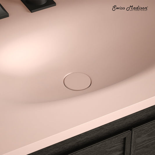 Lisse Concrete Bathroom Sink Non-Overflow Pop Up Drain in Matte Blush