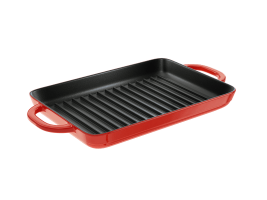Lodge Cast Iron Enameled Cast Iron Grill Pan, Red