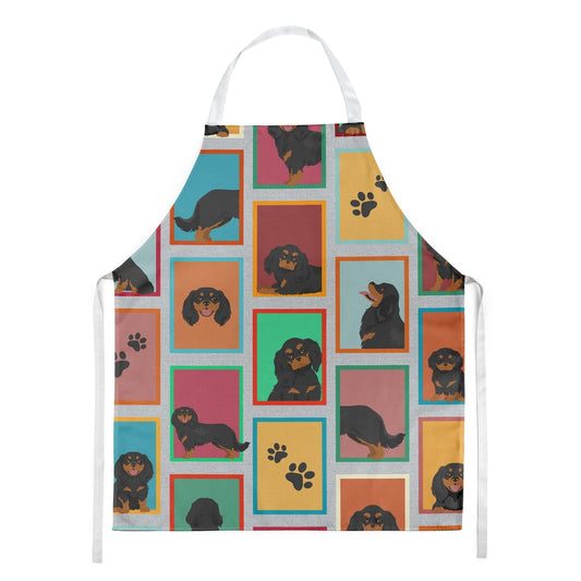 Lots of Black and Tan Cavalier King Charles Spaniel Apron 27 in x 30 in