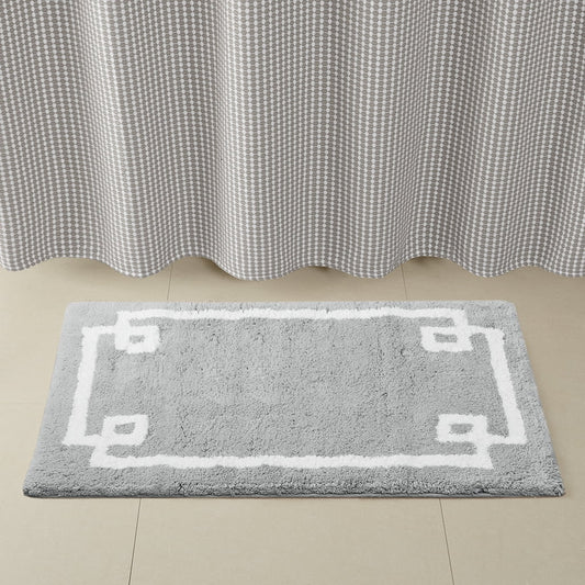 MAYEERTY Medium Pile Cotton Tufted Bathroom Rug, Grey, 24"W x 40"L