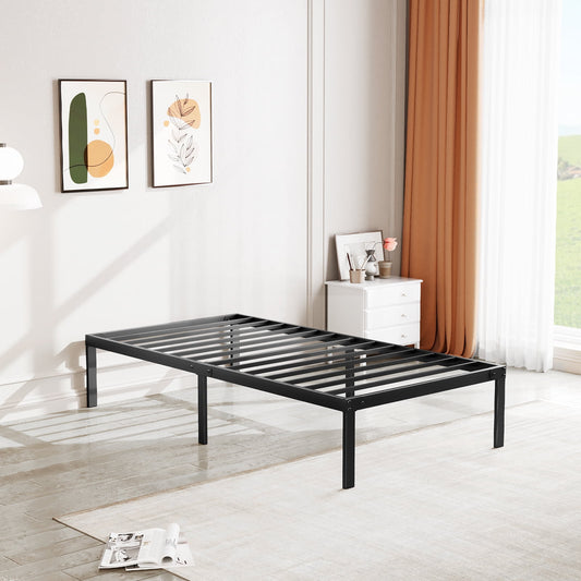 MAYEERTY Metal Bed Frame with Sturdy Steel Slat Support Queen Sizeï¼ŒBlack