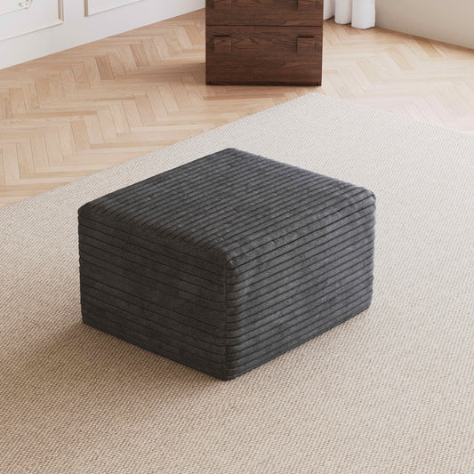 MAYEERTY Plush Corduroy Sofa Ottoman, No Assembly Required, Dark Gray