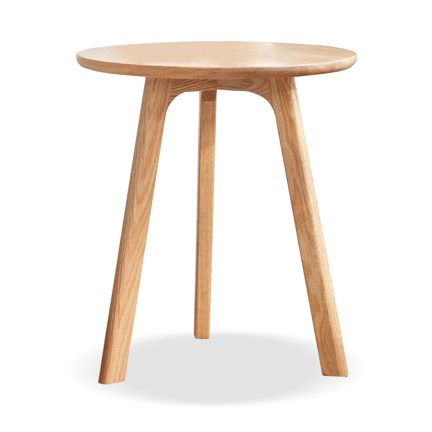 MAYEERTY Round End Table â€“ 100% Solid Oak Wood Small Side Table for Living Room & Bedroom