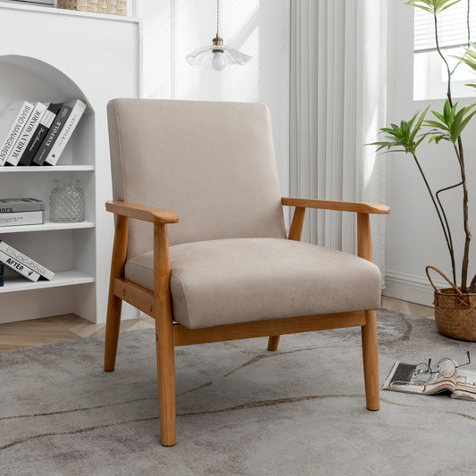 MOONMISS Mid-Century Modern Arm Chair,Classic Vintage Open-Framed Accent Chair,Light Camel